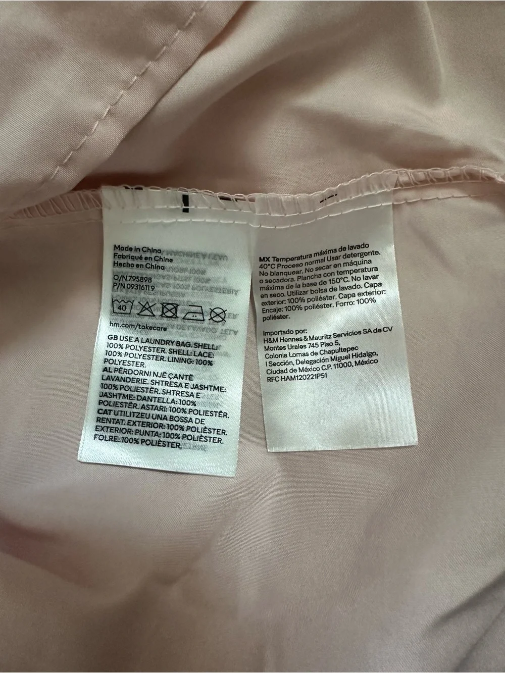 H&M Girls Blush Pink Lace and Tulle Dress